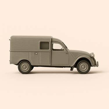 Photo professionnelle de la voiture miniature Citroen 2 Cv Camionnette Grise De 1951 Solido Reference 4591 - Image clean haute qualité