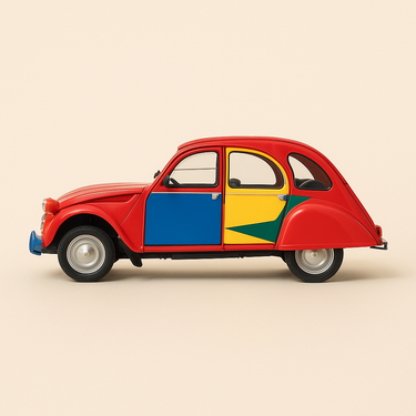 Photo professionnelle de la voiture miniature Citroen 2 Cv Cubiste - Image clean haute qualité