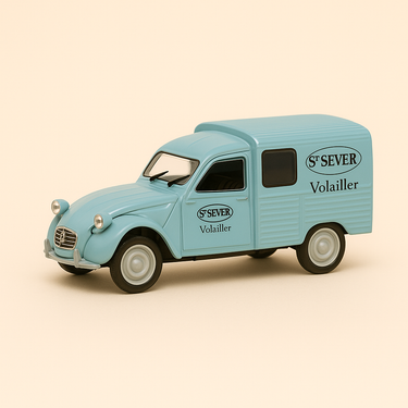 Photo professionnelle de la voiture miniature Citroen 2 Cv La Camionnette Du Volailler De St Sever - Image clean haute qualité