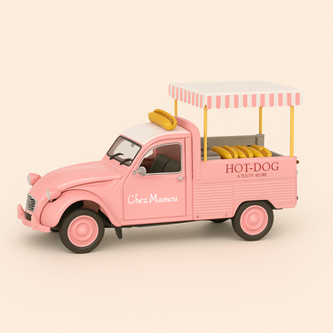 Photo professionnelle de la voiture miniature Citroen 2 Cv Pick Up Marchand De Hot Dog - Image clean haute qualité