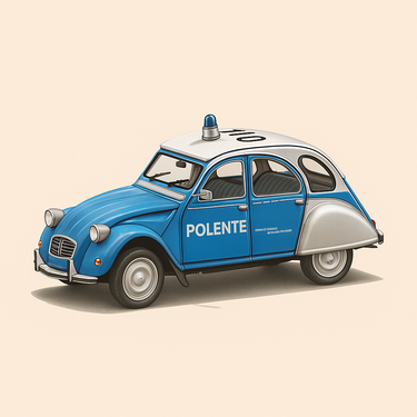 Photo professionnelle de la voiture miniature Citroen 2 Cv Polente Allemande Police Allemande - Image clean haute qualité