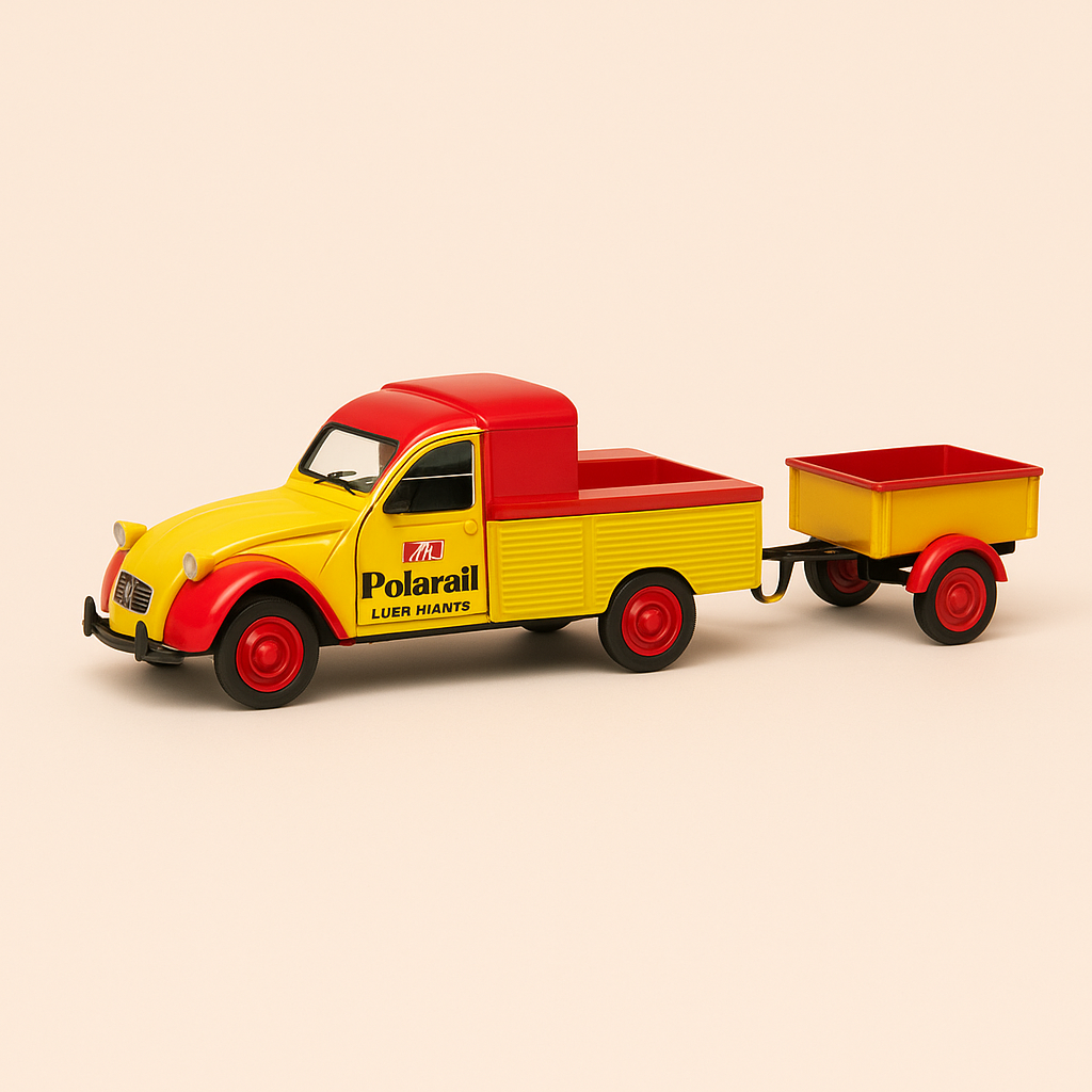 Citroën 2 CV Proluoil Prock-up mit seinem Anhänger