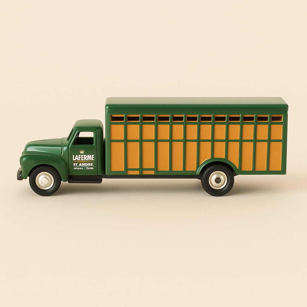 Camião de gado Citroën 555-60 de 1964 (reboque de gado verde e castanho)
