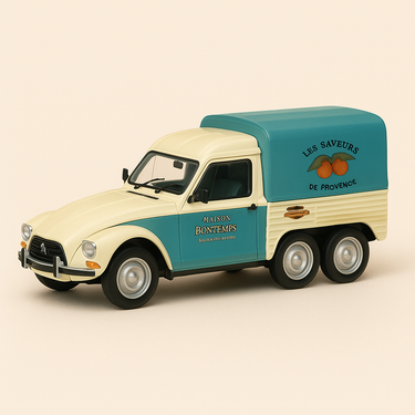 Photo professionnelle de la voiture miniature Citroen Acadiane 6 Roues Bachee - Image clean haute qualité