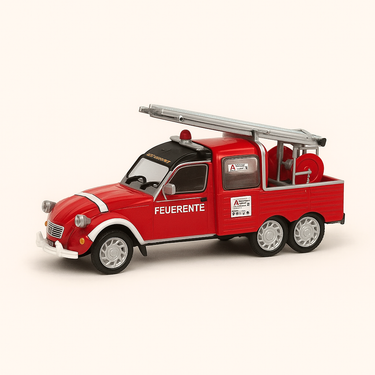 Photo professionnelle de la voiture miniature Citroen Acadiane Feuer Ente Pompiers Auto Plus - Image clean haute qualité