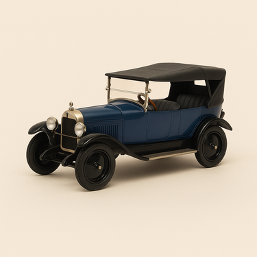 Photo professionnelle de la voiture miniature Citroen B2 Torpedo Bleue De 1925 Boite Plexi - Image clean haute qualité