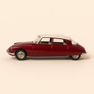 Photo professionnelle de la voiture miniature Citroen Ds 19 Bordeaux Et Toit Creme Dinky Toys Editions Atlas - Image clean haute qualité
