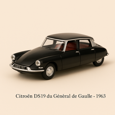Photo professionnelle de la voiture miniature Citroen Ds 19 Du General De Gaulle Noire De 1963 Citroen Ds19 Decapotable Bleue De 1961 Echelle Ho - Image clean haute qualité