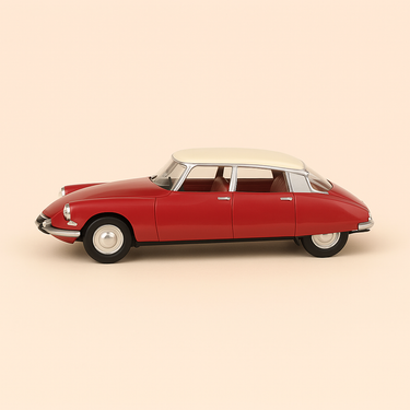 Photo professionnelle de la voiture miniature Citroen Ds19 Rouge Et Toit Beige De 1966 Boite Plexi - Image clean haute qualité