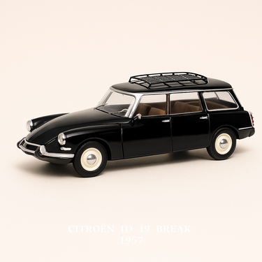 Photo professionnelle de la voiture miniature Citroen Id 19 Break Noire De 1957 Echelle 1 24Eme - Image clean haute qualité