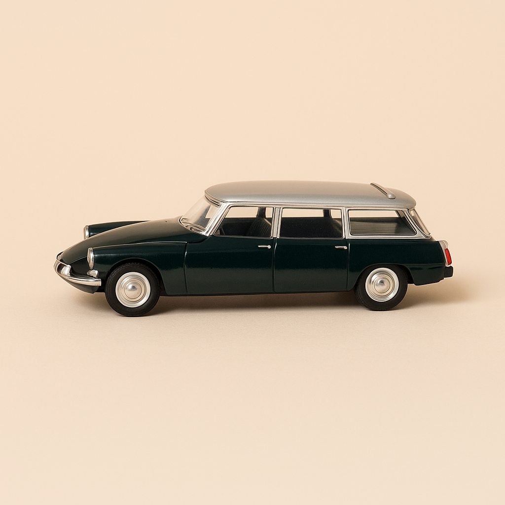 Citroën ID19 donkelgréng Kombi mat groem Daach (Plexiglaskëscht)
