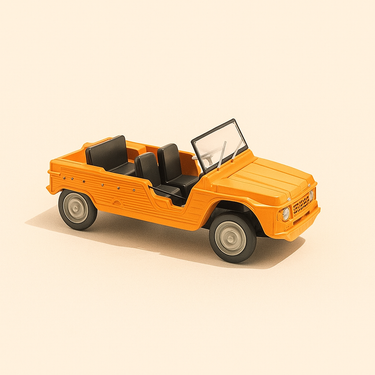 Photo professionnelle de la voiture miniature Citroen Mehari Orange De 1971 Echelle 1 24Eme - Image clean haute qualité