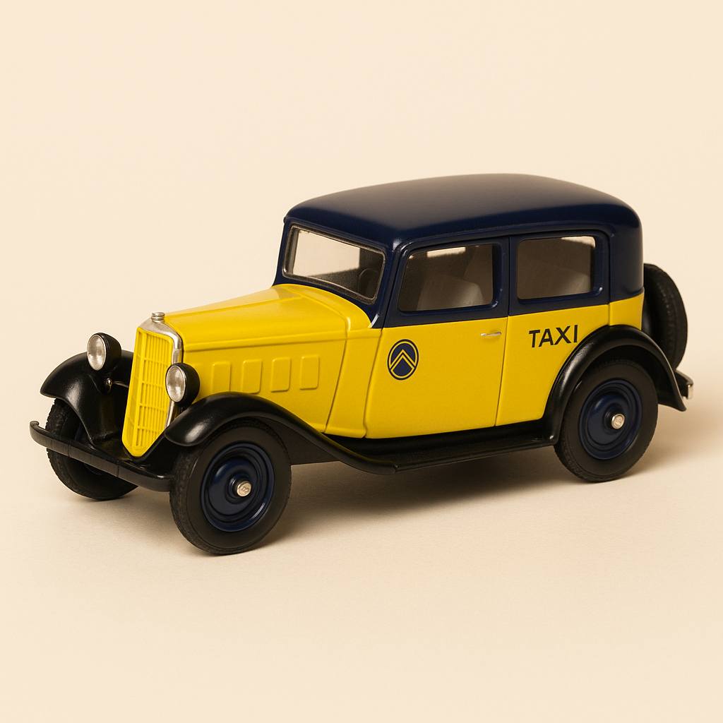 Giel a schwaarz Citroën Rosalie vun 1934 PARISER TAXI