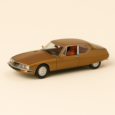 Photo professionnelle de la voiture miniature Citroen Sm Marron De 1970 Boite Plexi - Image clean haute qualité