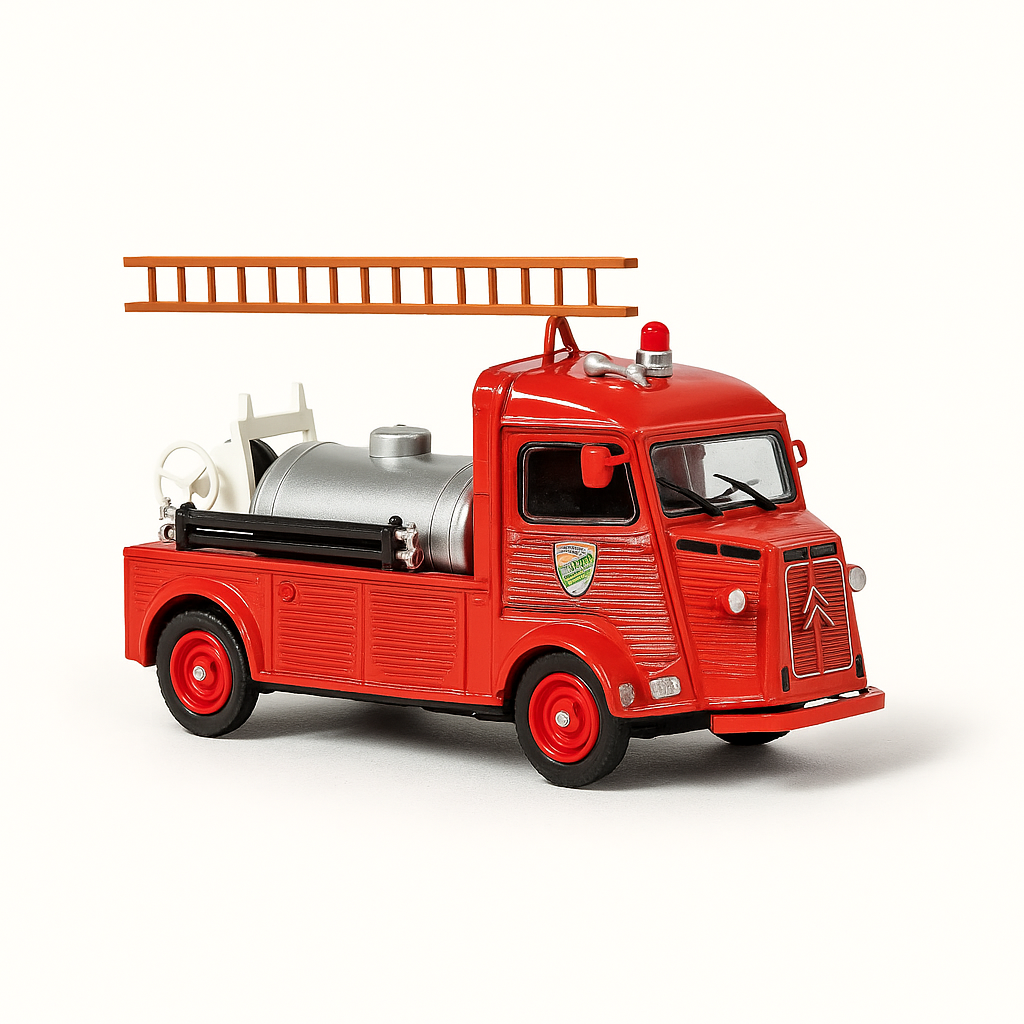 1958 rode Citroën type H slanghaspel tankwagen BRANDWEERLIEDEN
