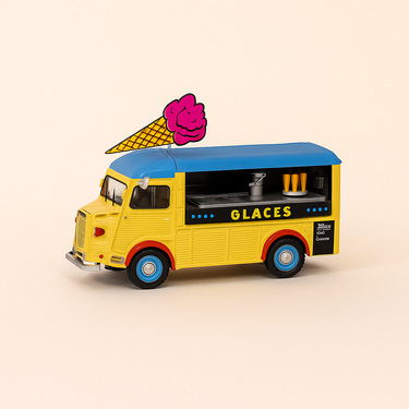 Photo professionnelle de la voiture miniature Citroen Type Hz De 1967 Marchand De Glaces - Image clean haute qualité