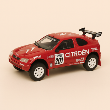 Photo professionnelle de la voiture miniature Citroen Zx Rallye Raid N 201 Rallye Paris Dakar 1996 - Image clean haute qualité