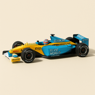 Photo professionnelle de Renault F1 Team R 202 bleue et jaune de 2002 (Formule 1) - Image clean haute qualité