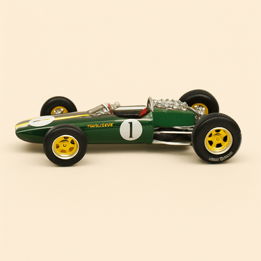 Photo professionnelle de Lotus type 33 verte numéro 1 de 1965 (Formule 1) - Image clean haute qualité