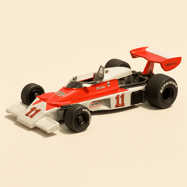 Photo professionnelle de McLaren Ford M23 orange et blanche numéro 11 de 1976 (Formule 1) - Image clean haute qualité