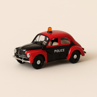 Renault 4 CV noire et rouge POLICE de 1955 (coffret boite rectangle) - Image haute qualité