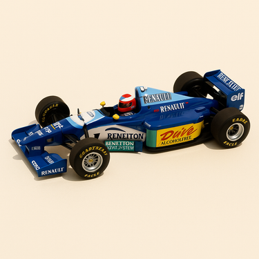 Benetton Renault B 195/2 bleue et blanche numéro 2 (Formule 1) - grand prix de France de 1995 - Image haute qualité