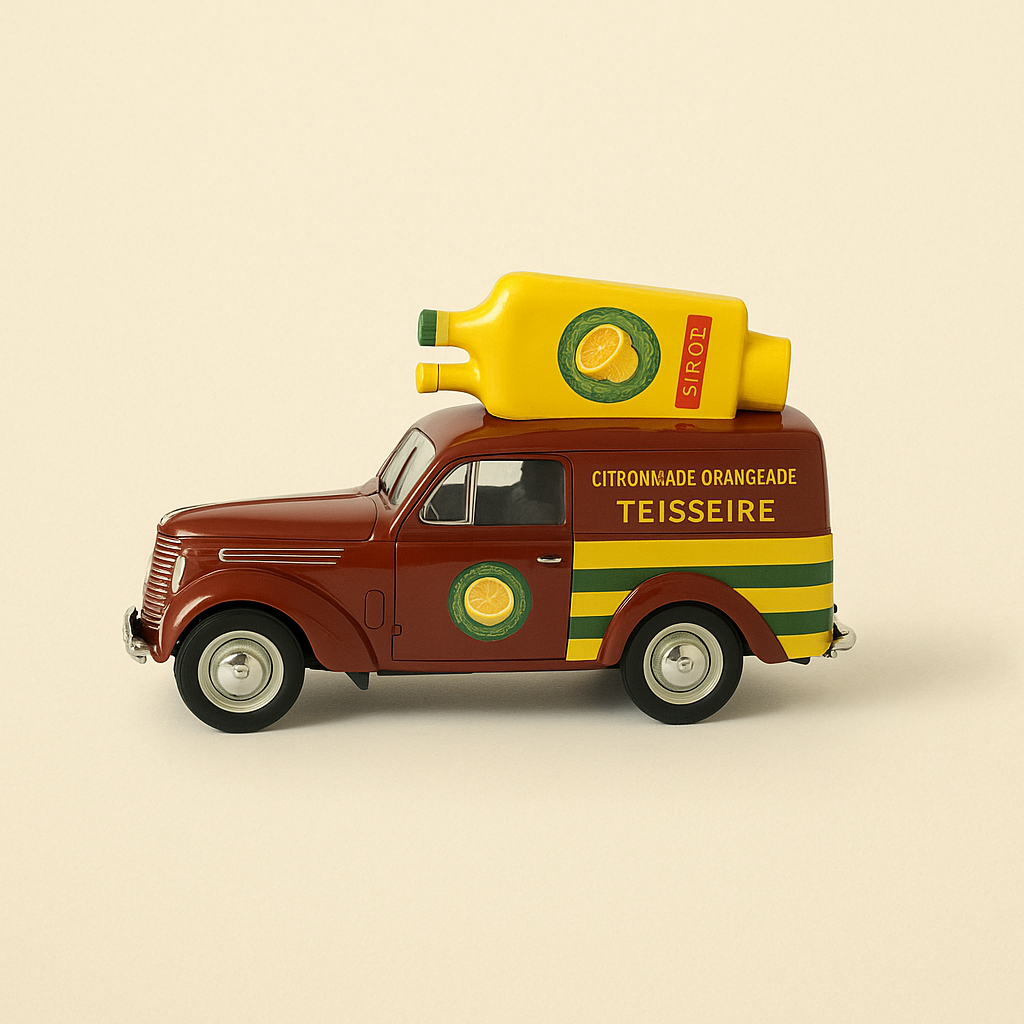 Renault Dauphinoise marron - Publicité TEISSEIRE