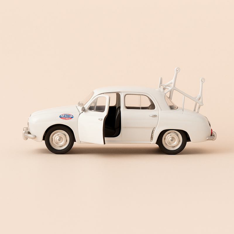 White Renault Dauphine assistance car - Tour de France 1959