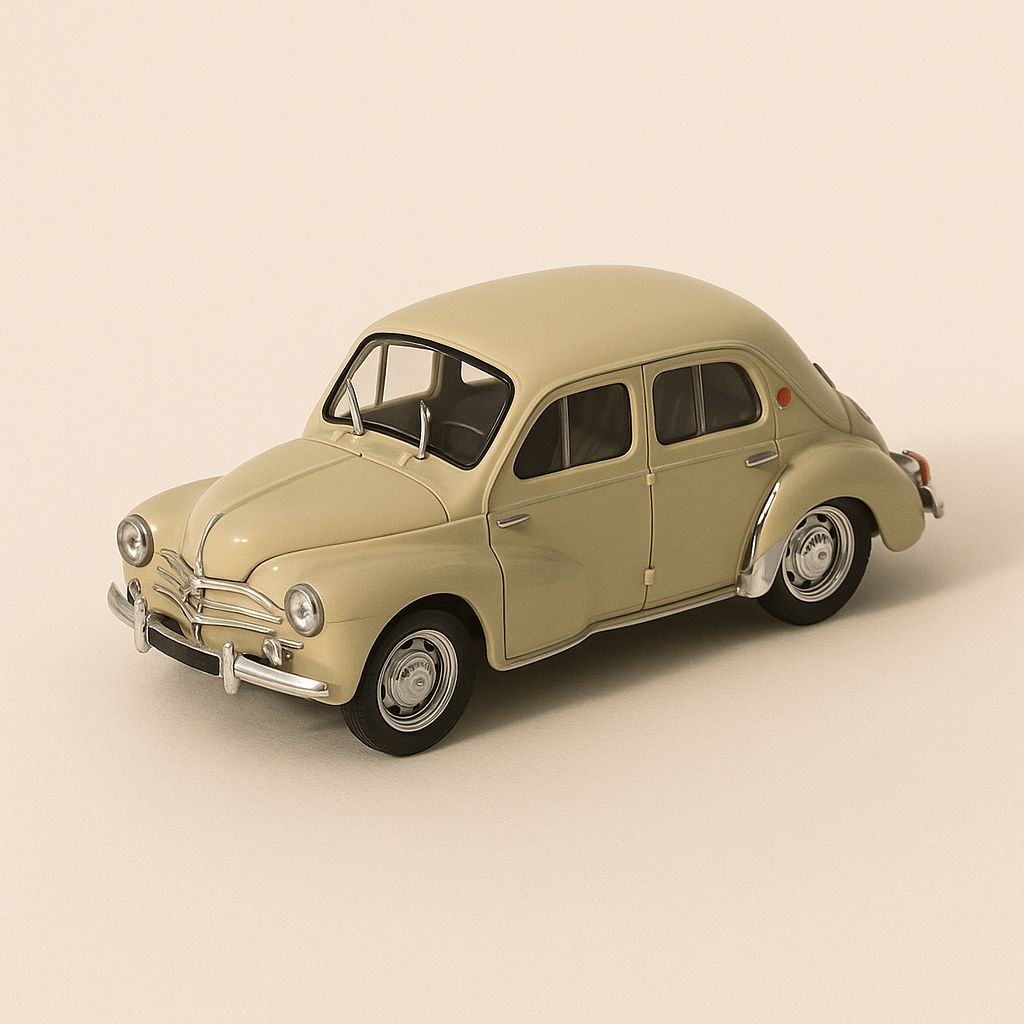 Renault 4 CV beige (Renault Këscht an rechteckeger Këscht)
