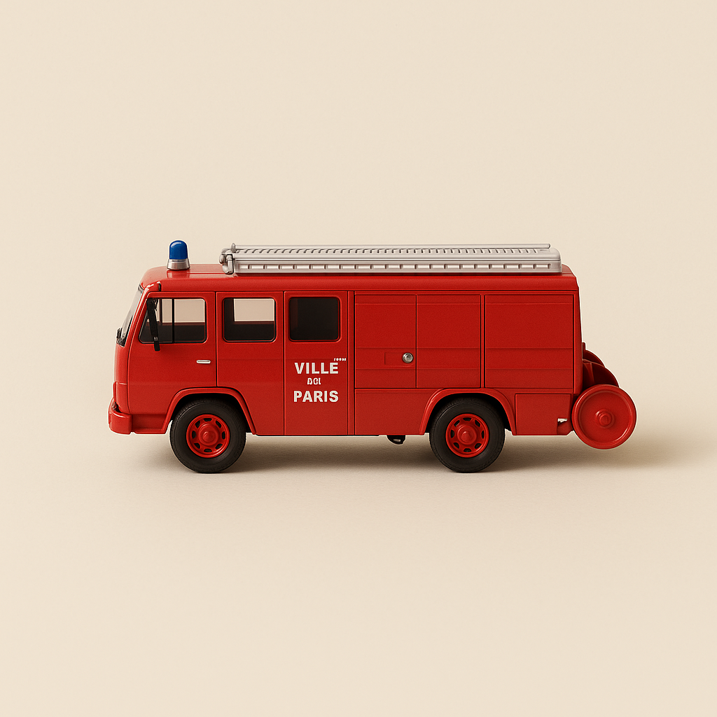 Berliet GAK 17 rout Pompjeeën vun der Stad Paräis (an enger Kartongskëscht) - Solido