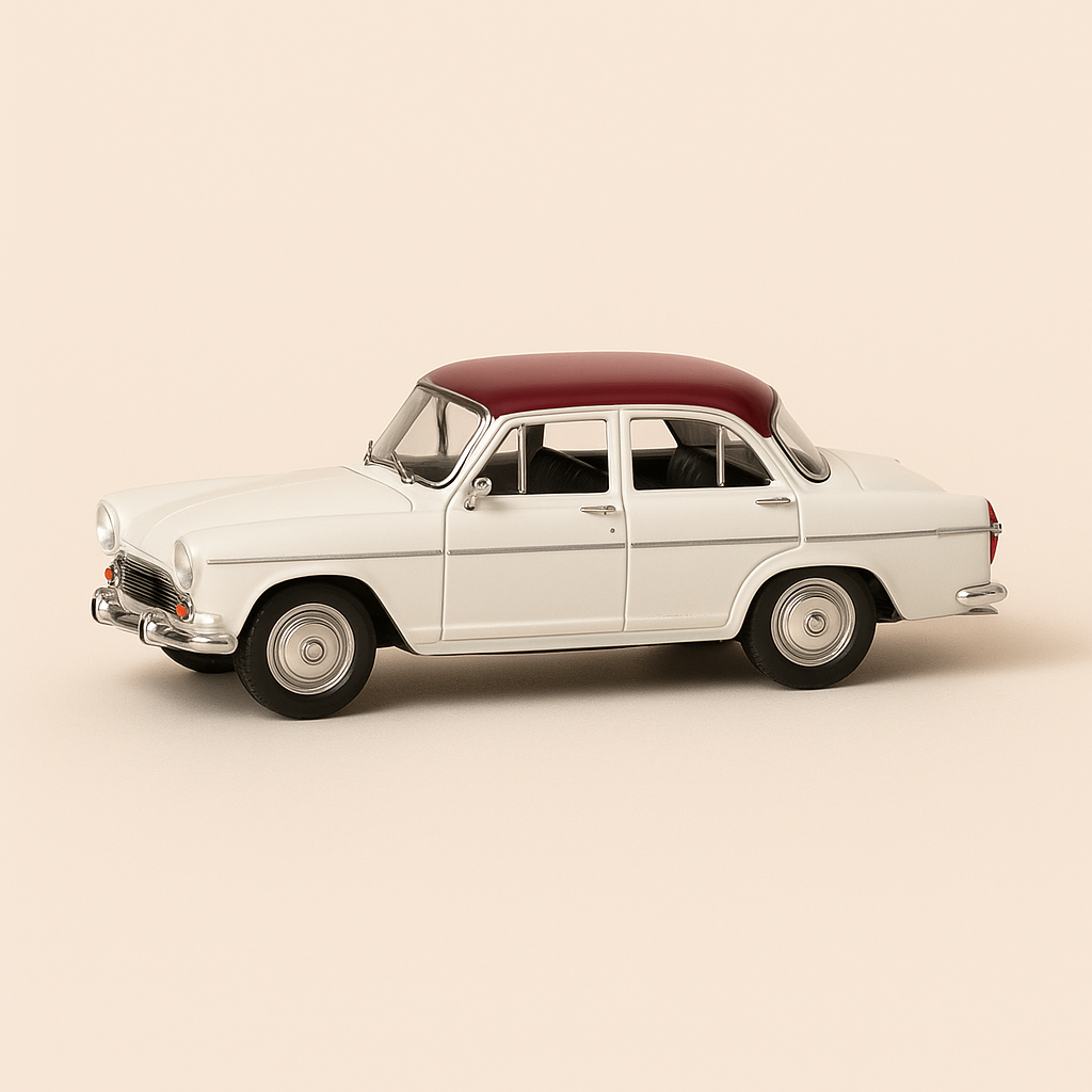 Simca P60 Monaco Off-White mat bordeauxroudem Daach vun 1962 (auto-Plus)