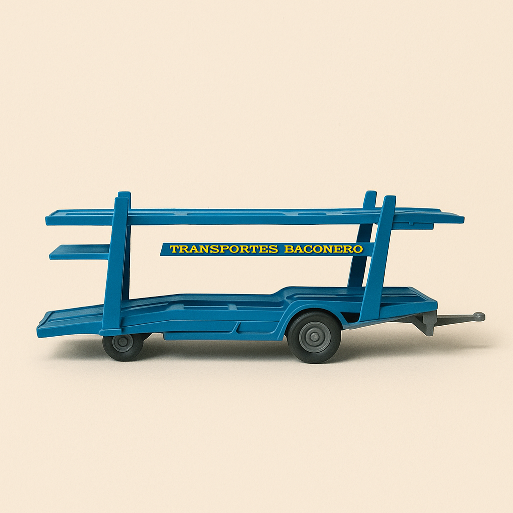 Car transporter truck and its SAVIEM SM 10 blue trailer (Transports Dagobert)