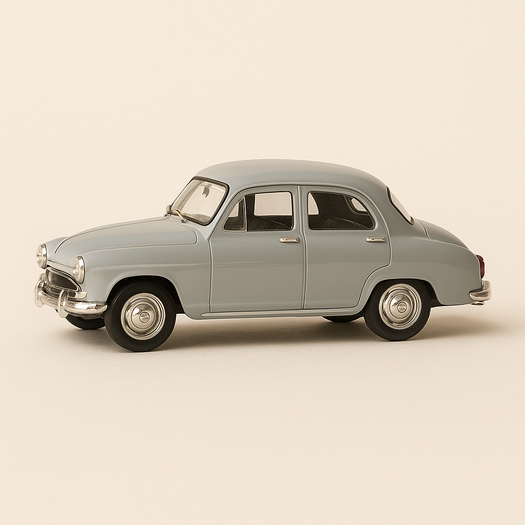 Simca Aronde grigia Norev del 1954 (auto aggiunta a una base)