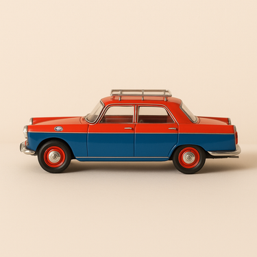 Peugeot 404 rouge et bleue "L'Equipe" du Tour de France de 1962 - Image haute qualité