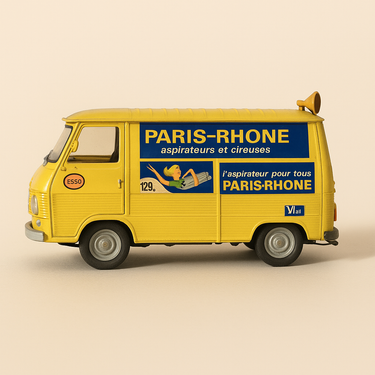 Peugeot J7 jaune "Paris - Rhone" du Tour de France de 1969 - Image haute qualité