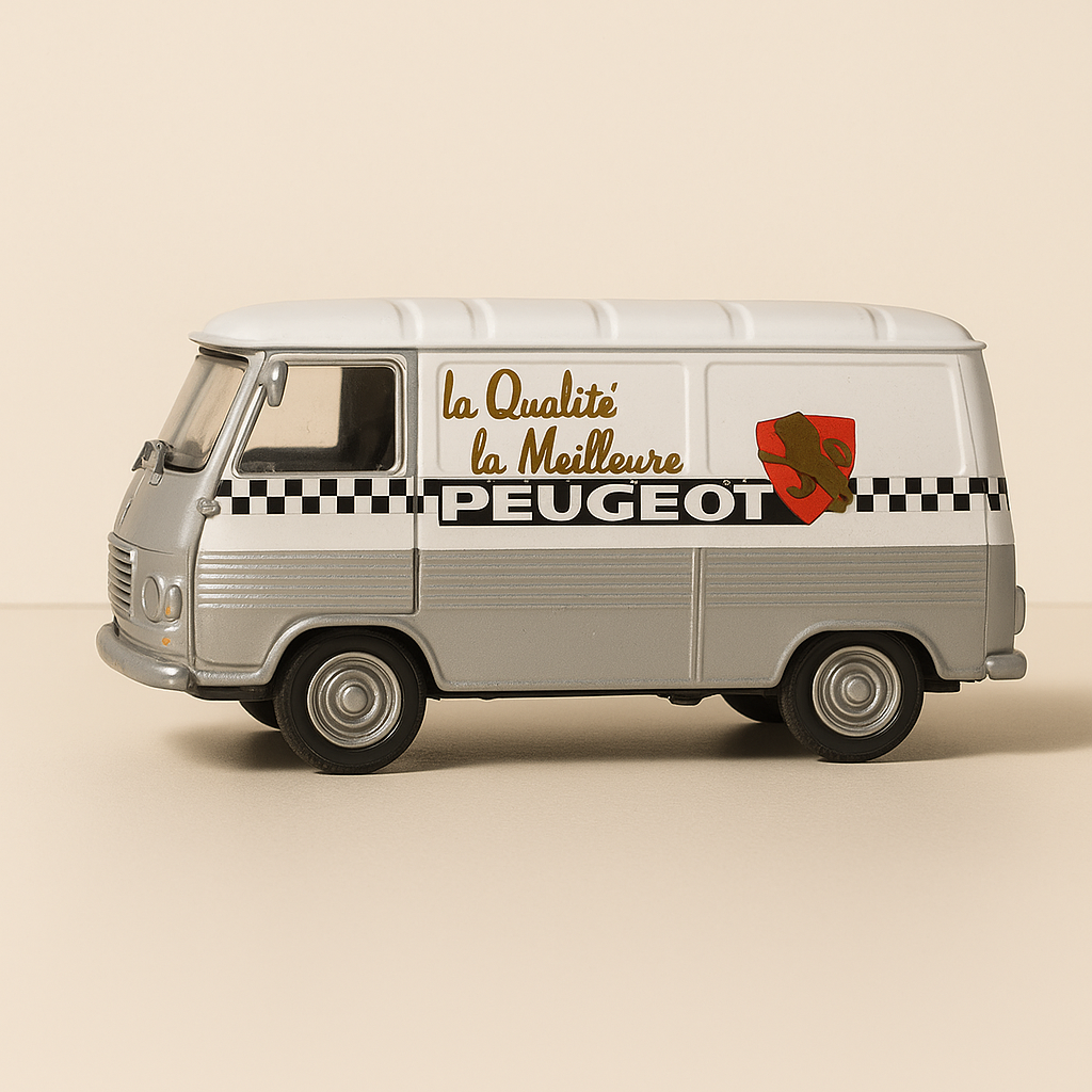 Coche de asistencia Peugeot J7 blanco y gris del Tour de Francia de 1966