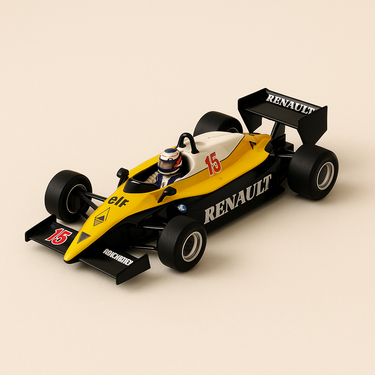 Renault F1 RE40 noire, jaune et blanche numéro 15 de 1983 - Formule 1 - Alain Prost (collection Spark) Edition limitée - Image haute qualité