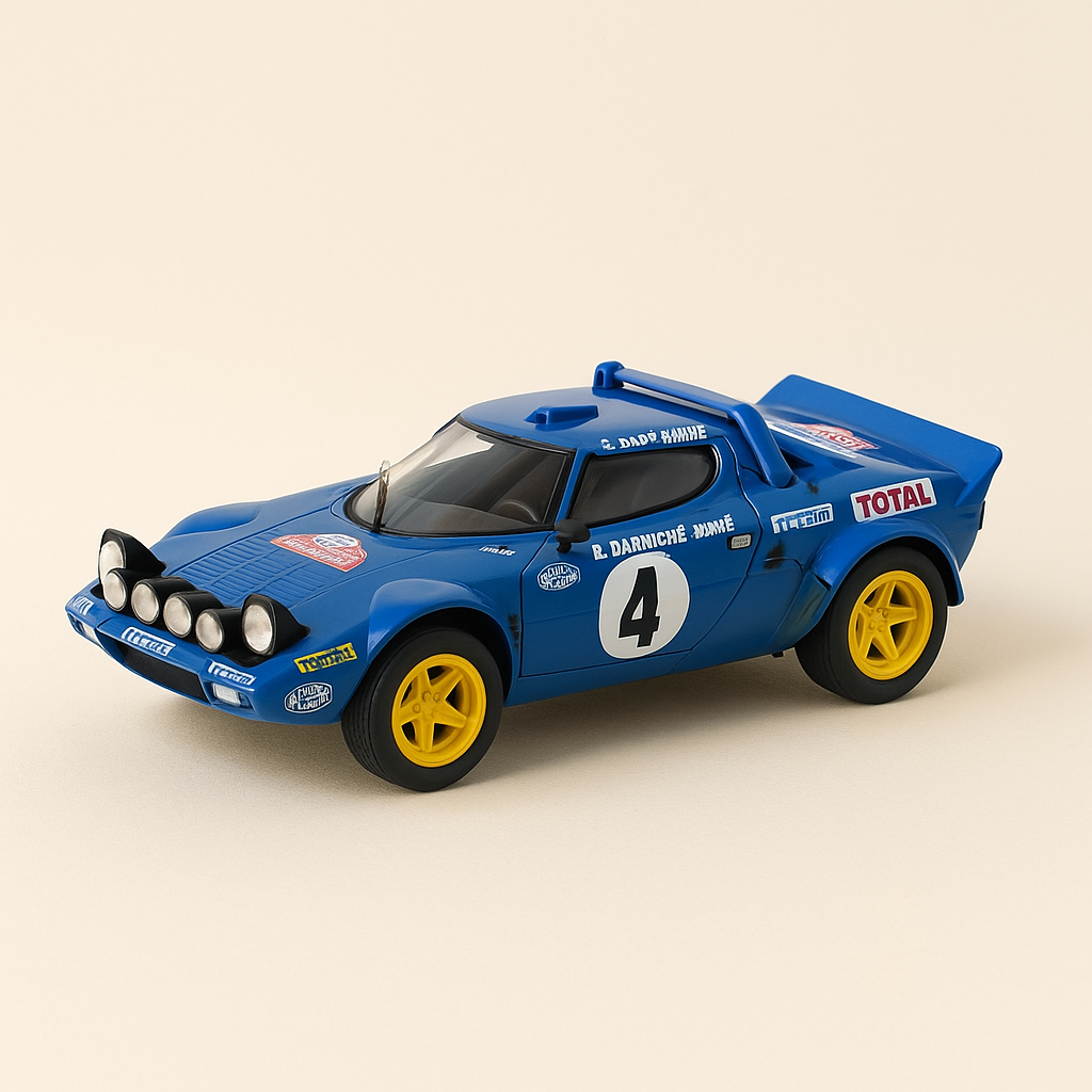 Lancia Stratos bleue numéro 4 - rallye de Monté-Carlo de 1979