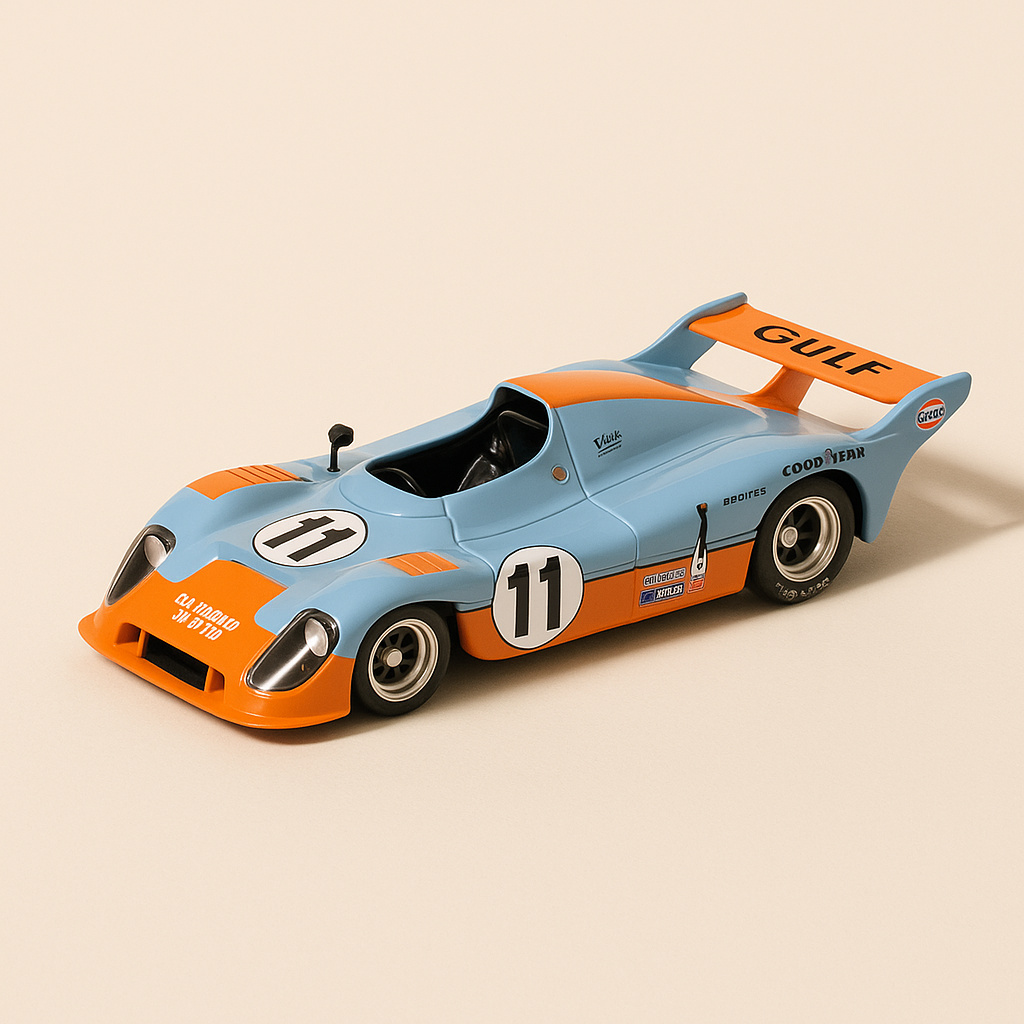 Gulf Mirage GR-8 bleue et orange (couleurs de GULF) numéro 11 - 24 heures du Mans de 1975 - Image haute qualité
