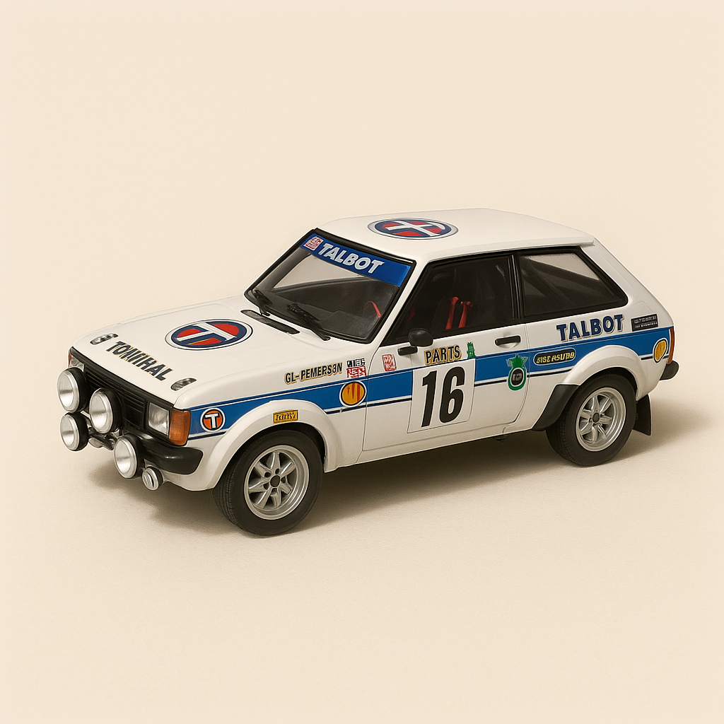 Talbot Sunbeam Lotus blanche et bleue numéro 16 - rallye de Monté-Carlo de 1981