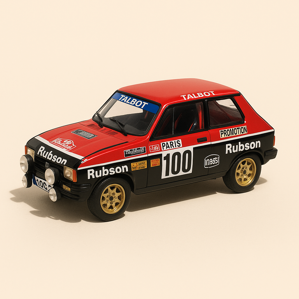 Talbot Samba Rallye noire et rouge numéro 100 - rallye de Monté-Carlo de 1983