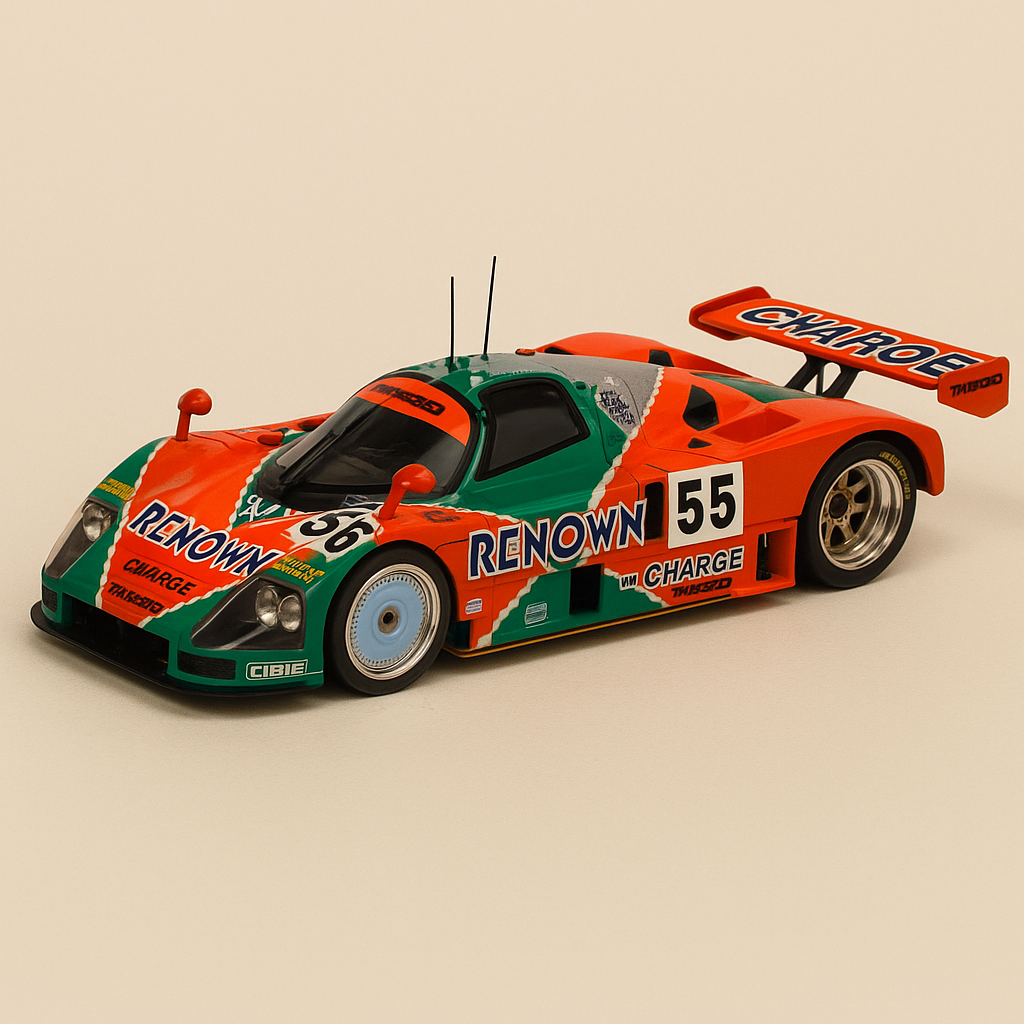 Mazda 787B naranja y verde número 55 - 24 horas de Le Mans 1991