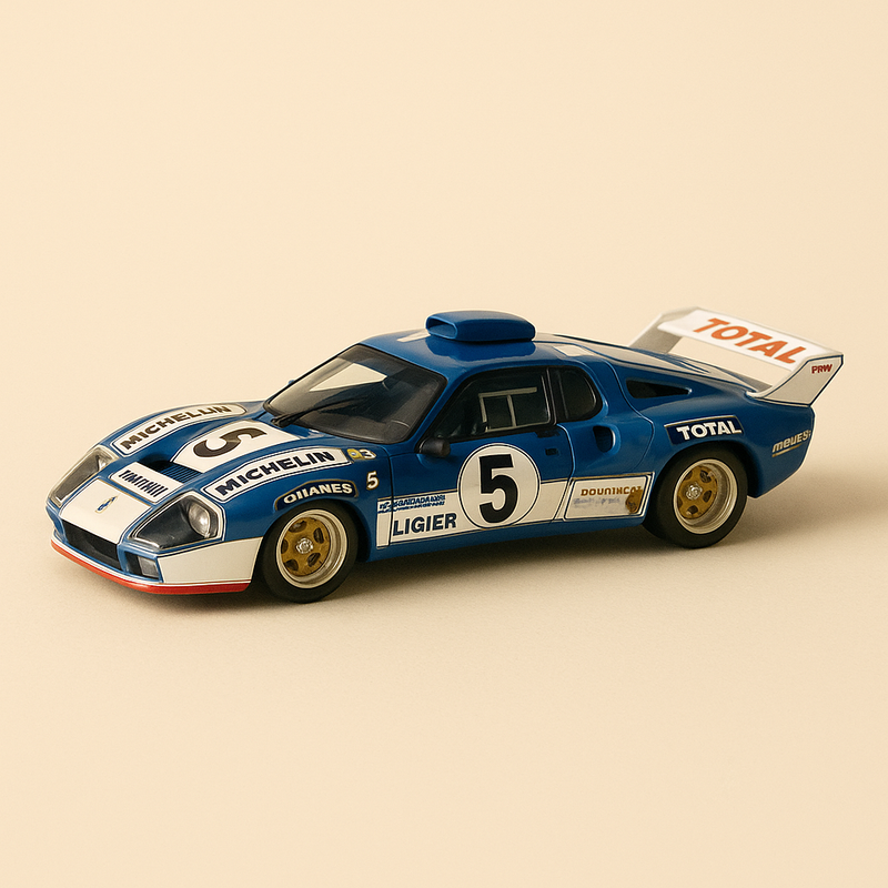 Ligier JS2 azul e branco número 5 - 24 horas de Le Mans de 1975