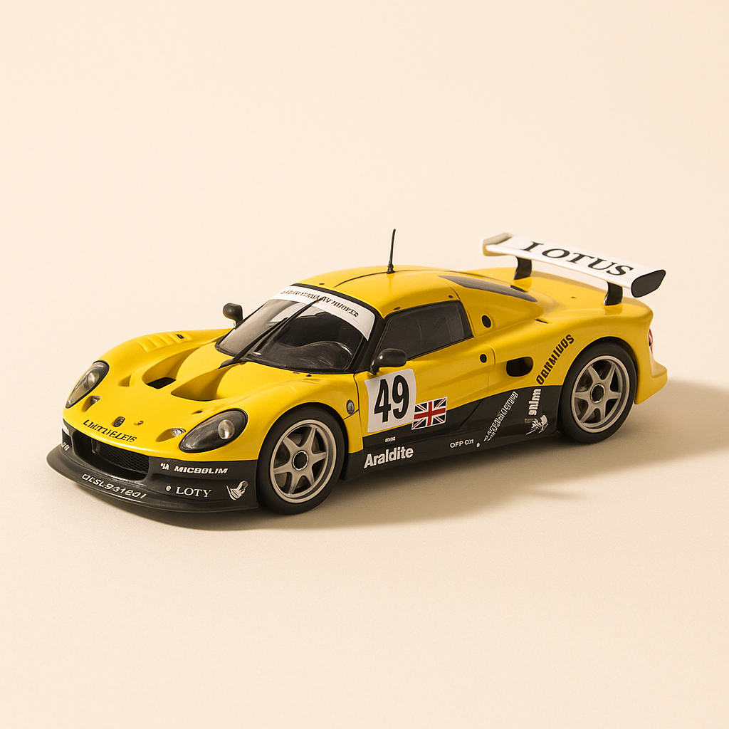 Lotus Elise GT1 giel Nummer 49 - 24 Stonnen vum Mans 1997