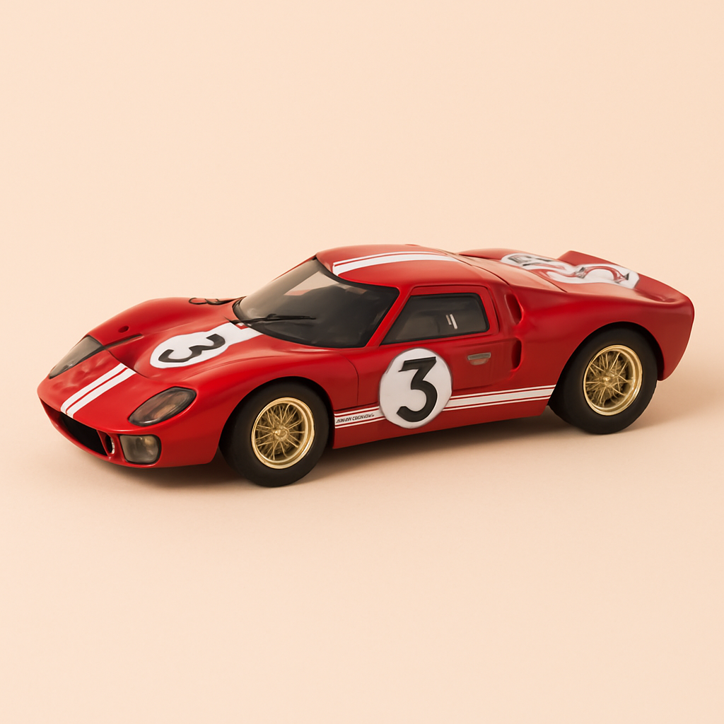Ford GT40 MK2 rouge avec bandes blanches numéro 3 - 24 heures du Mans de 1966 - Clean product image with transparent background