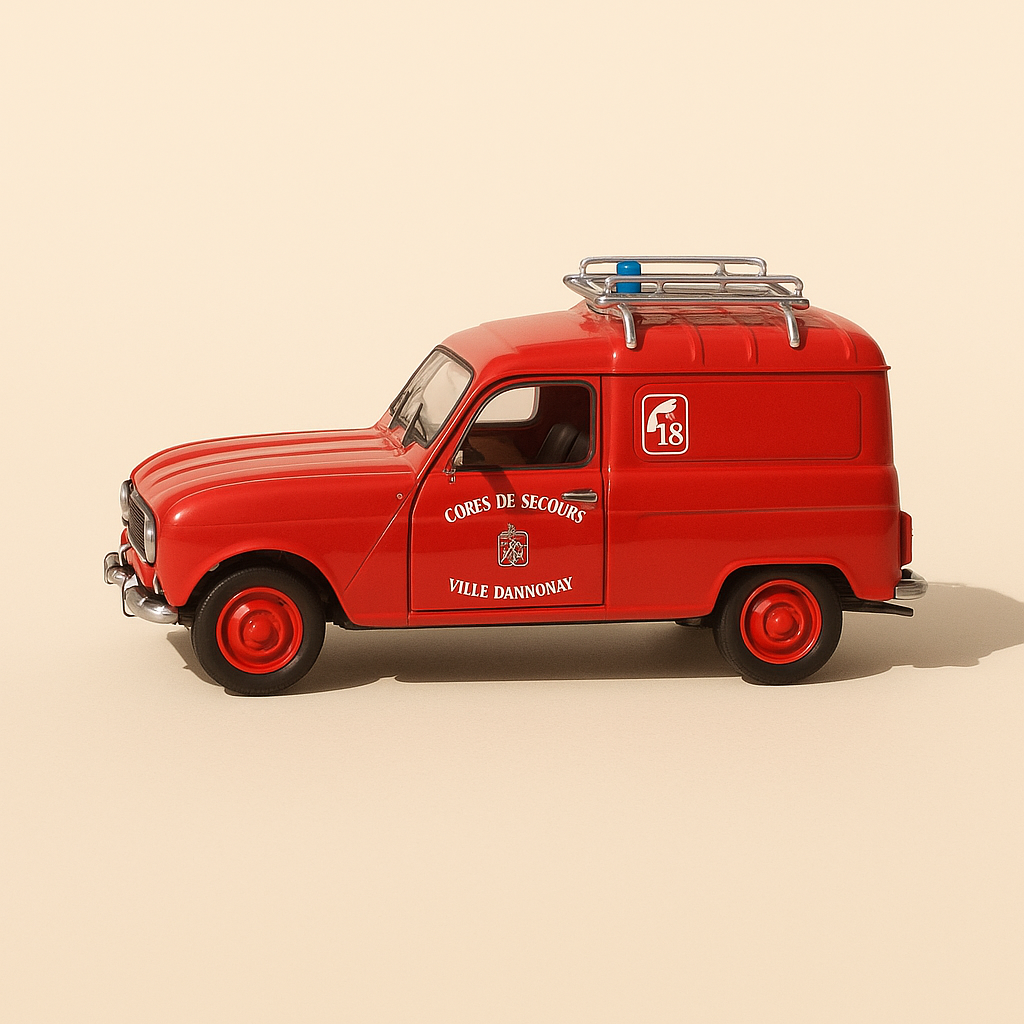 Renault 4 fërderung roud vum 1965 vun de sapeurs-POMPIERS aus Annonay