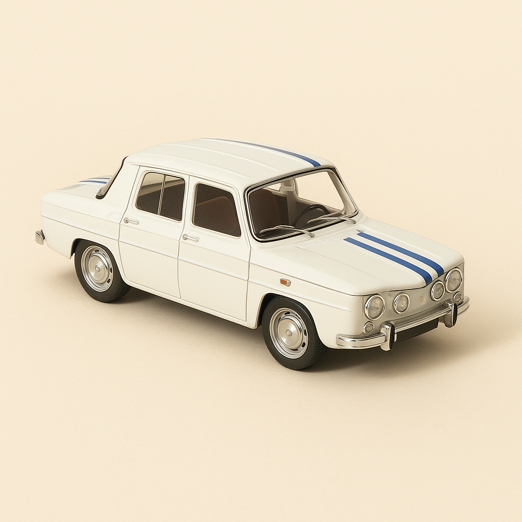 Renault 8 Gordini 1300 cc wäiss mat blauen Streifen aus 1967 (Rechtquadrat Box) - NOREV