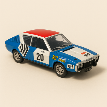 Renault 17 bleue, blanche et rouge de 1975 numéro 20 - rallye de Monté-Carlo (coffret boite rectangle) - NOREV - Image haute qualité