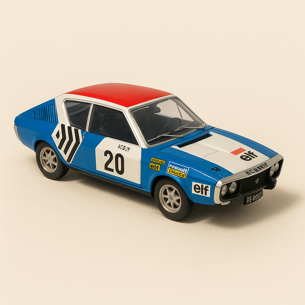 Renault 17 blo, wäiss an rout vum Joer 1975 Nummer 20 - Rallye Monte-Carlo (Rechteck Këscht) - NOREV