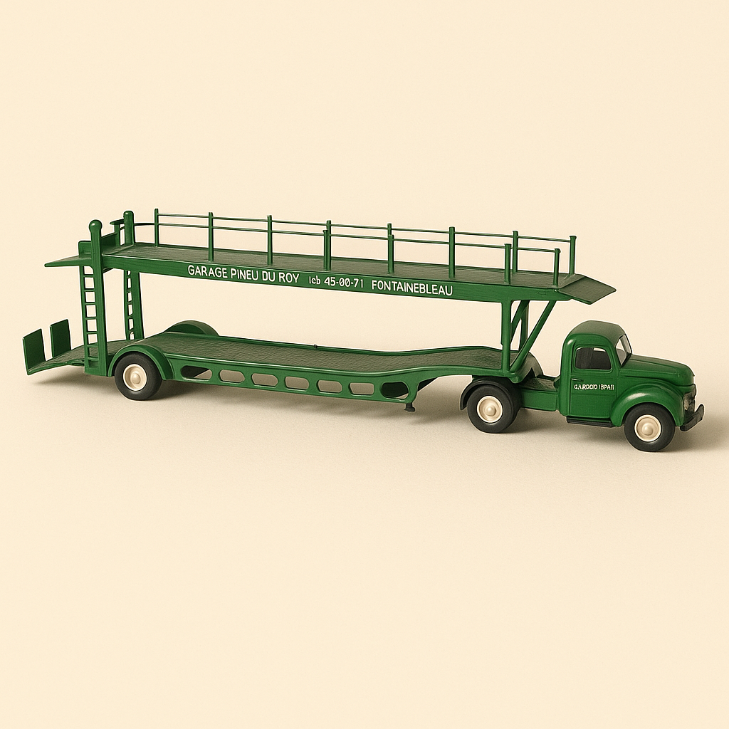 Caminhão transportador de carros Citroën U55 verde IXO (1 espelho quebrado mas presente e 1 espelho ausente)